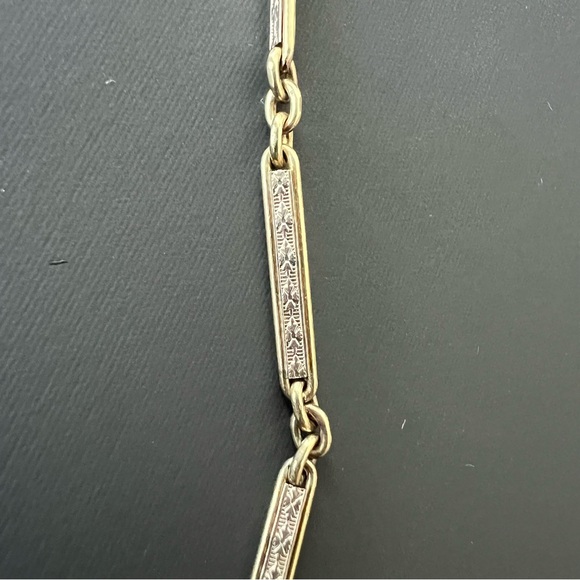 Vintage Speidel Two-Tone Gold Bar Chain Necklace with Springring. - Picture 2 of 4